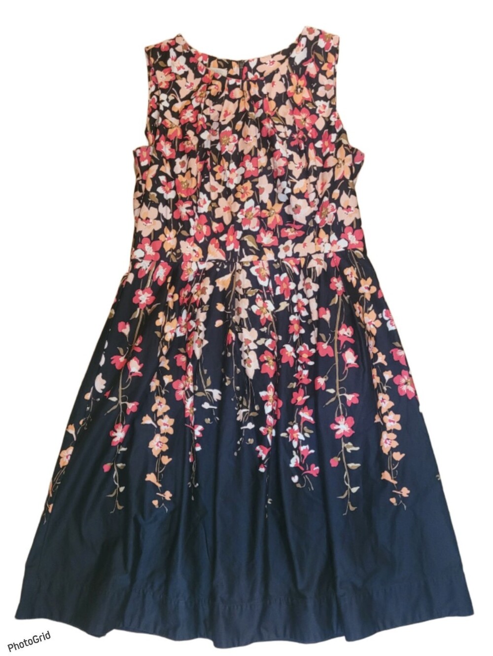 Talbots Black Floral Sleeveless Fit & Flare Poplin Dress - Size 14